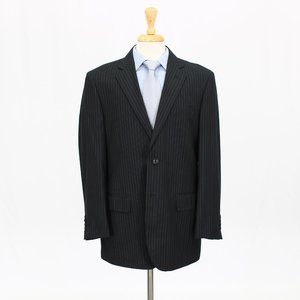 Caravelli 42R Black Striped 2-Button Sport Coat Blazer Jacket B417